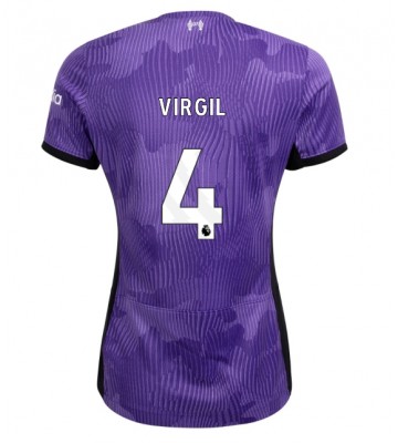 Lacne Ženy Futbalové dres Liverpool Virgil van Dijk #4 2023-24 Krátky Rukáv - Tretina